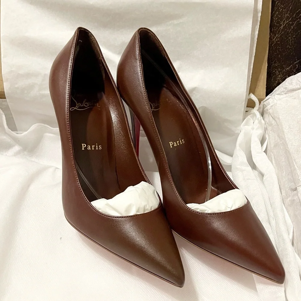 Christian Louboutin Kate 100mm. Napa lux supple leather chocolate brown EU37 - Picture 3 of 12